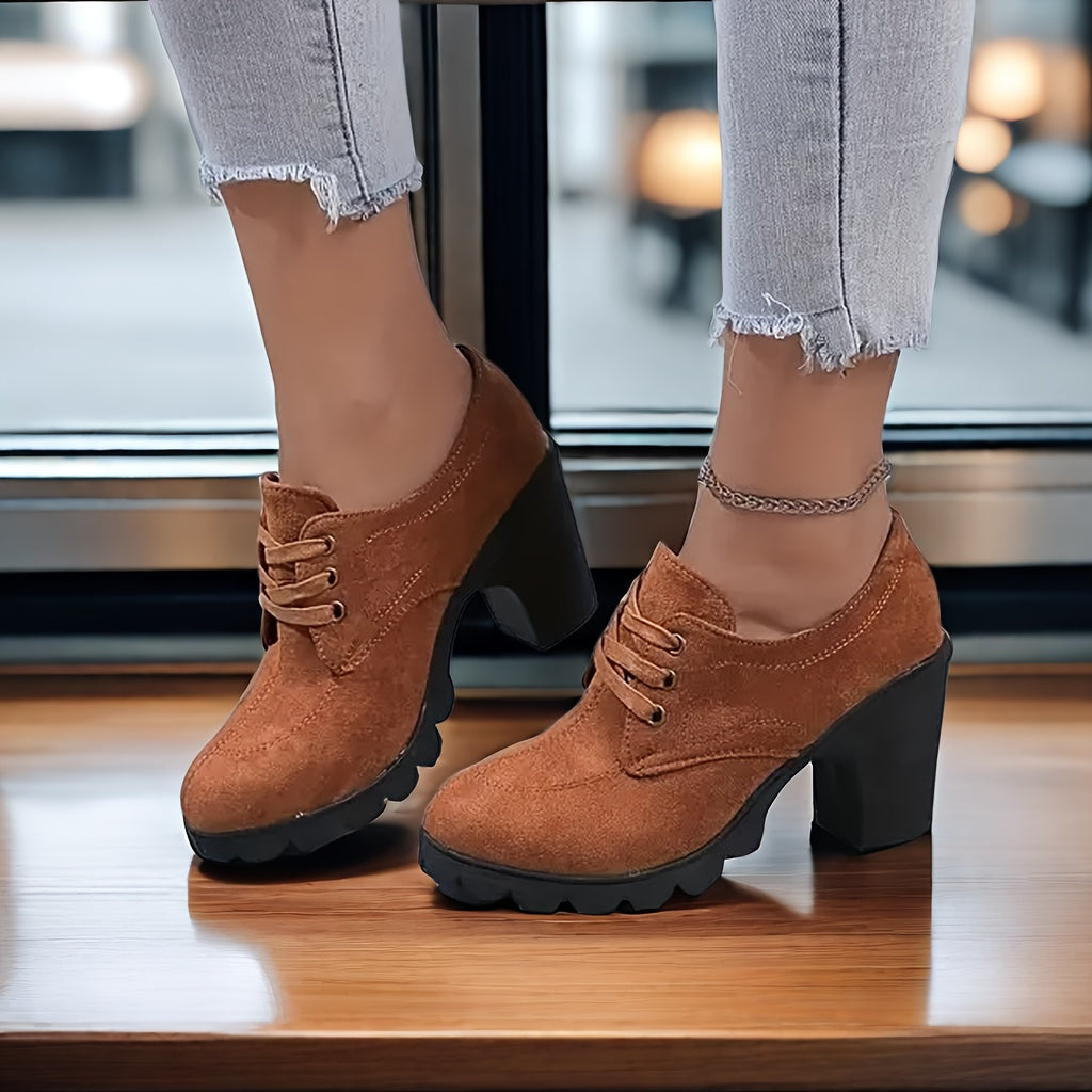 Lotte | Plain color casual pumps with lace-up closure