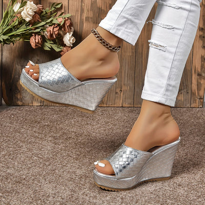 Nina | Modieuze dames peep toe wedge sandalen