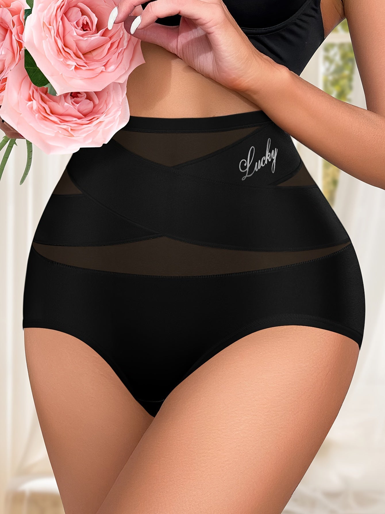 Emma | Seamless high-waisted mesh briefs with tummy control and butt-lifting compression