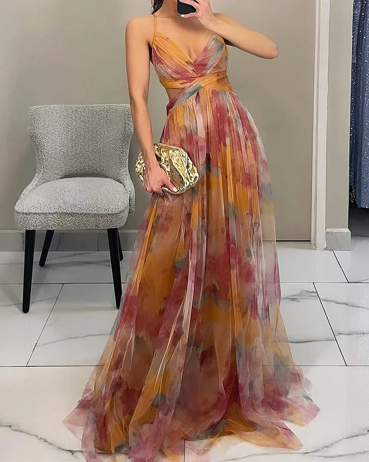 Fionella - Bloemen Chiffon Jurk voor Dames - Vloeiend & Romantisch
