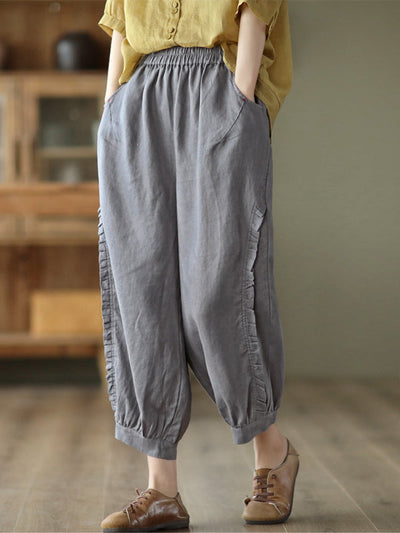 Chike - Ruffle Cropped Harem Pants