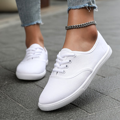 Sophie | Comfortabele lage canvas sneakers in wit