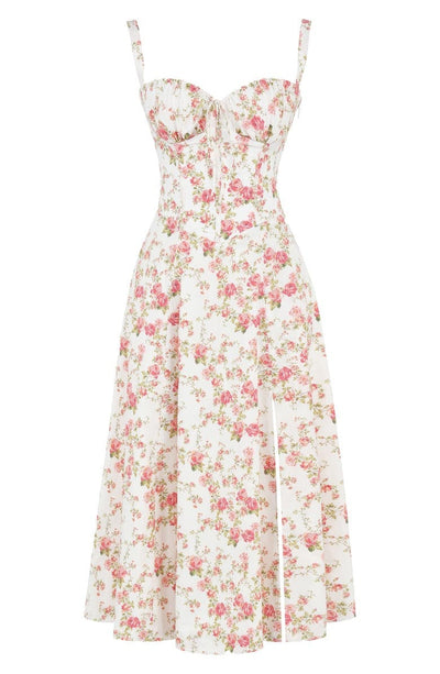 Venice - bloemen bustierjurk met taille vormgeving
