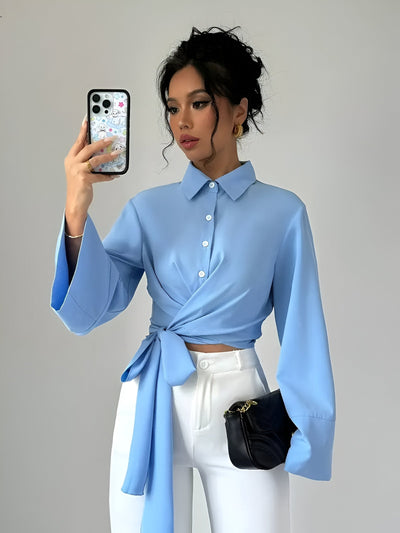 Bodi - Crop Top met Strik en Klokmouwen