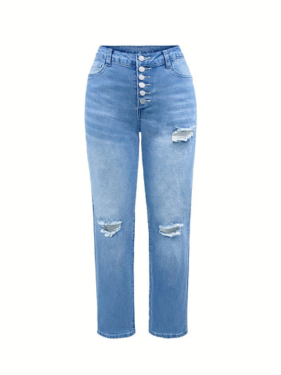 Emma | Distressed blue women's stretch jeans