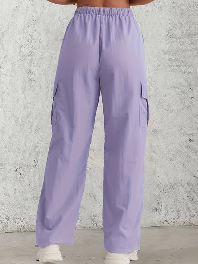 Fay | Hoge taille cargo broek in effen kleur