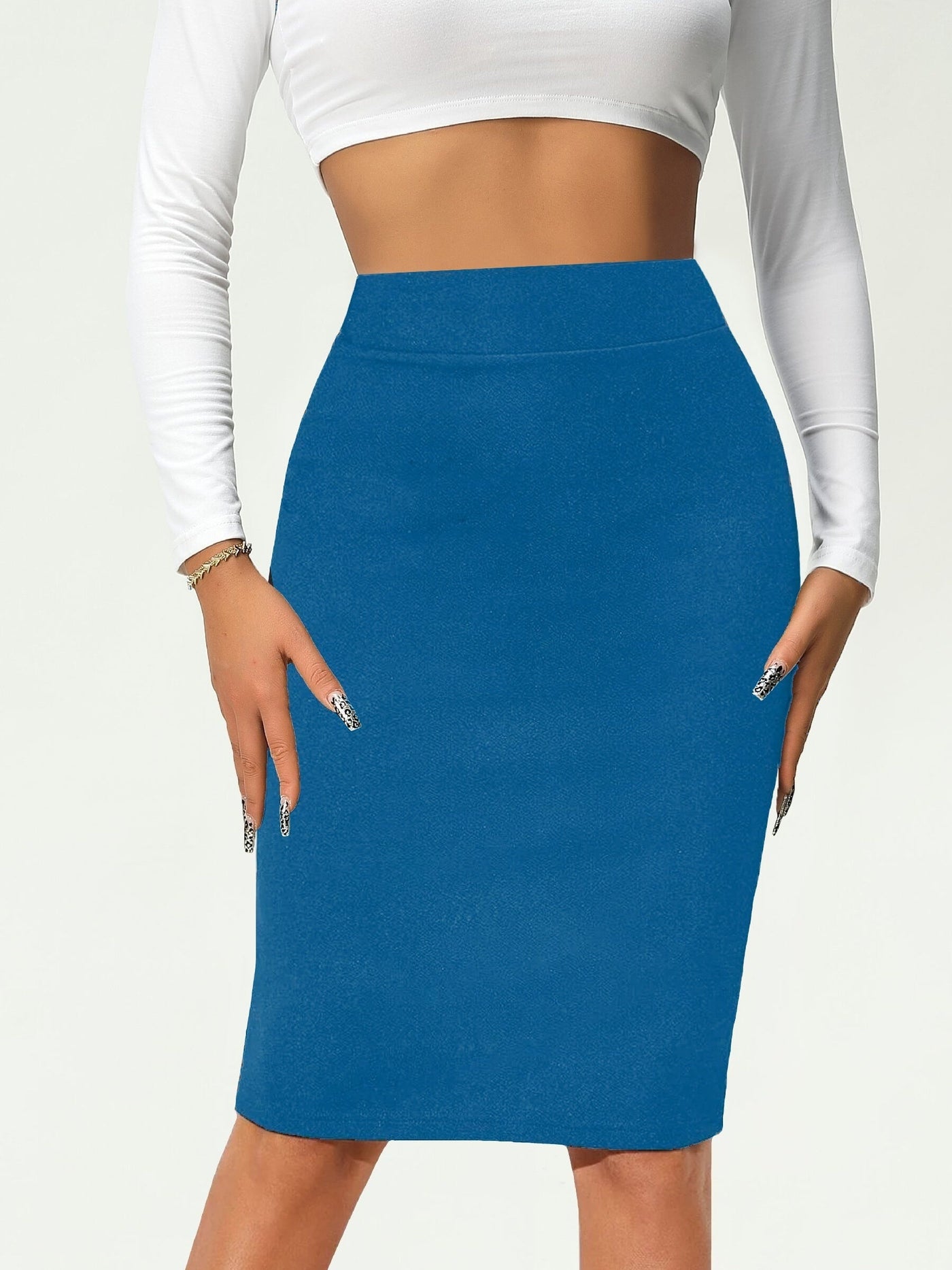 Emma | Plain high-waisted pencil skirt