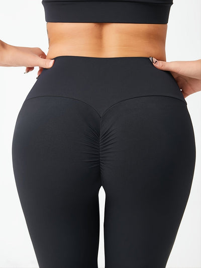 Nina | Zwarte scrunchy yoga legging met hoge taille