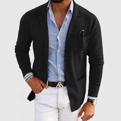 Elegant herenvest met zakken en reverskraag, effen kleur, lange mouwen