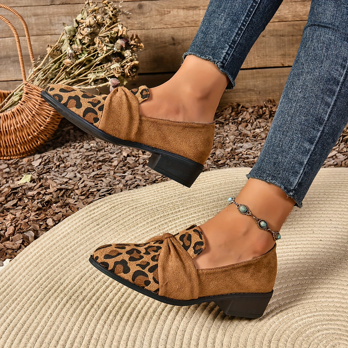 Lola | Chic leopard print women's loafers with a bow