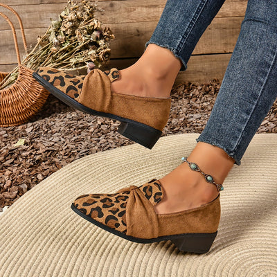Lola | Chic leopard print women's loafers with a bow