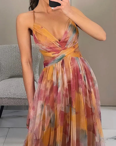 Fionella - Bloemen Chiffon Jurk voor Dames - Vloeiend & Romantisch