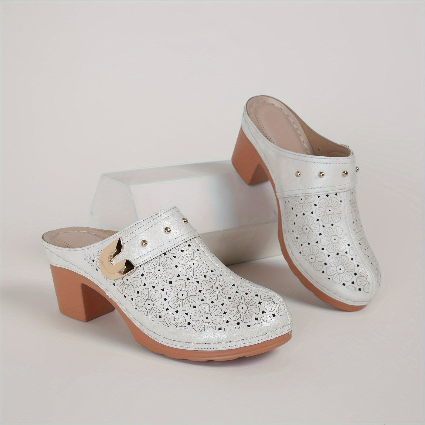 Sarah | Bloemen mules met hoge hakken