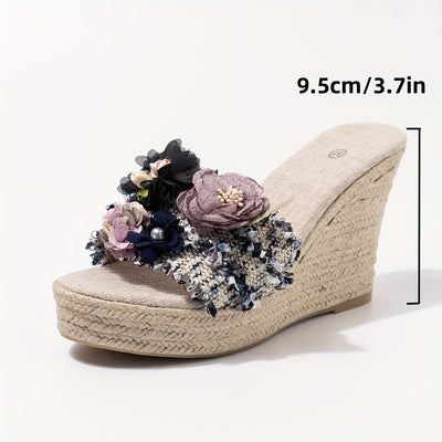 Luna | Women's floral espadrilles with wedge heel