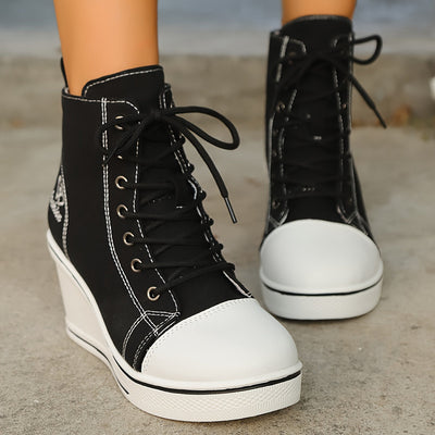 Lotte | Plain canvas ankle boots with a love pattern