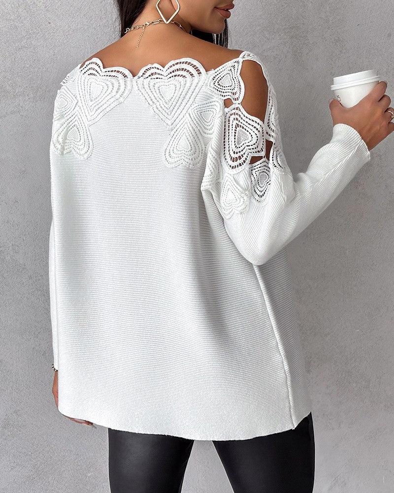 Margaux - Kanten Paneel Off Shoulder Tops