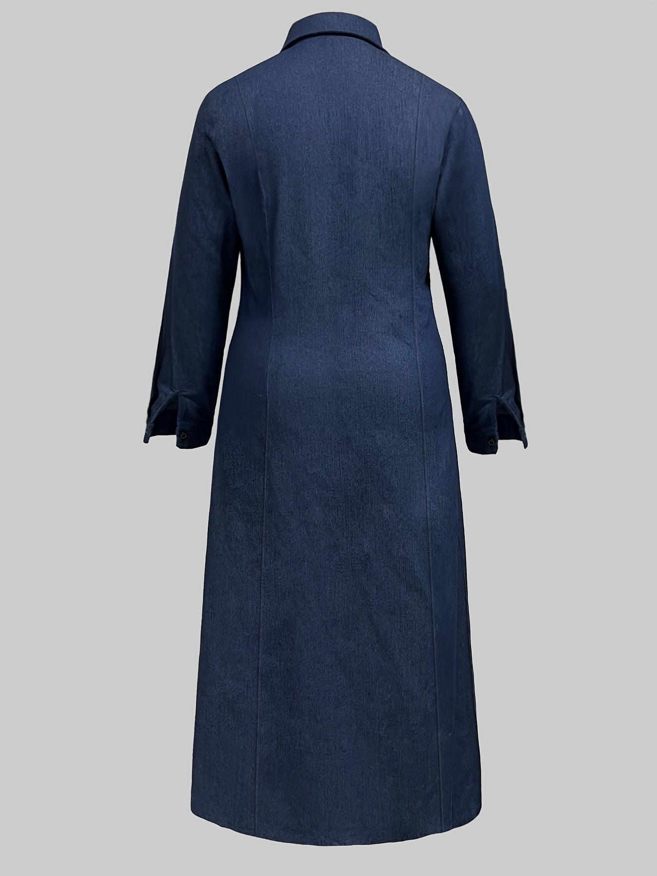 Feline | Donker gewassen blauwe maxi denim jurk