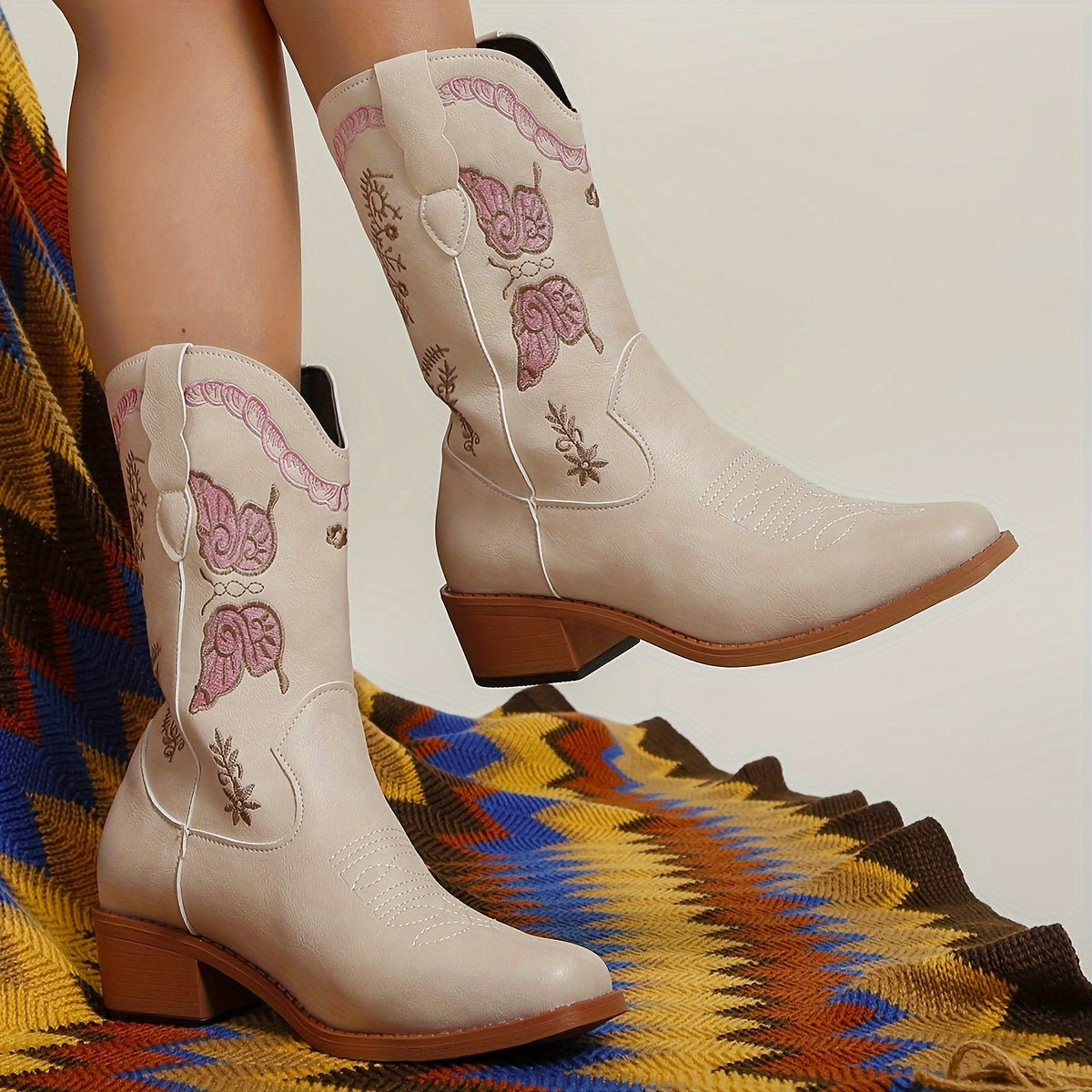 Vera | Cowboylaarzen met vlinderpatroon voor dames