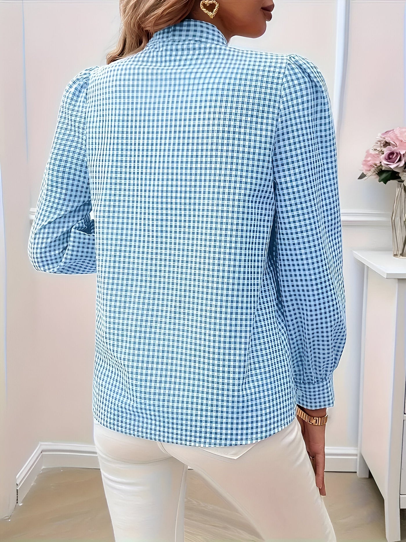 Brielle - Geruite Blouse met Strik