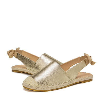Elise | Gold-colored espadrilles with elastic slingback