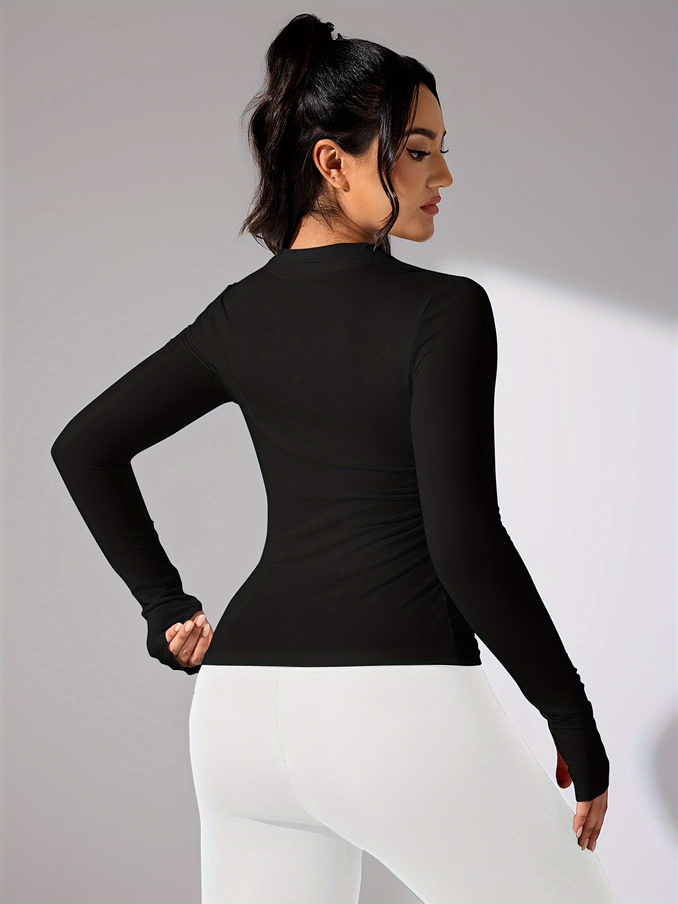 Emma | Plain color casual sports jacket with long sleeves and a full zip