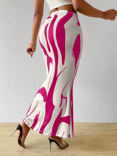 Nina | Elegante hoge taille bodycon rok met willekeurige print