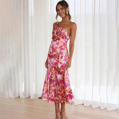 Pamela - elegante off-shoulder bloemenjurk