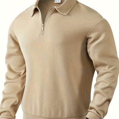 Daan | Geometrisch patroon pullover met rits en revers kraag