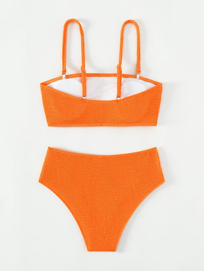 Nina | Rood ribgebreide bikini met hoge taille
