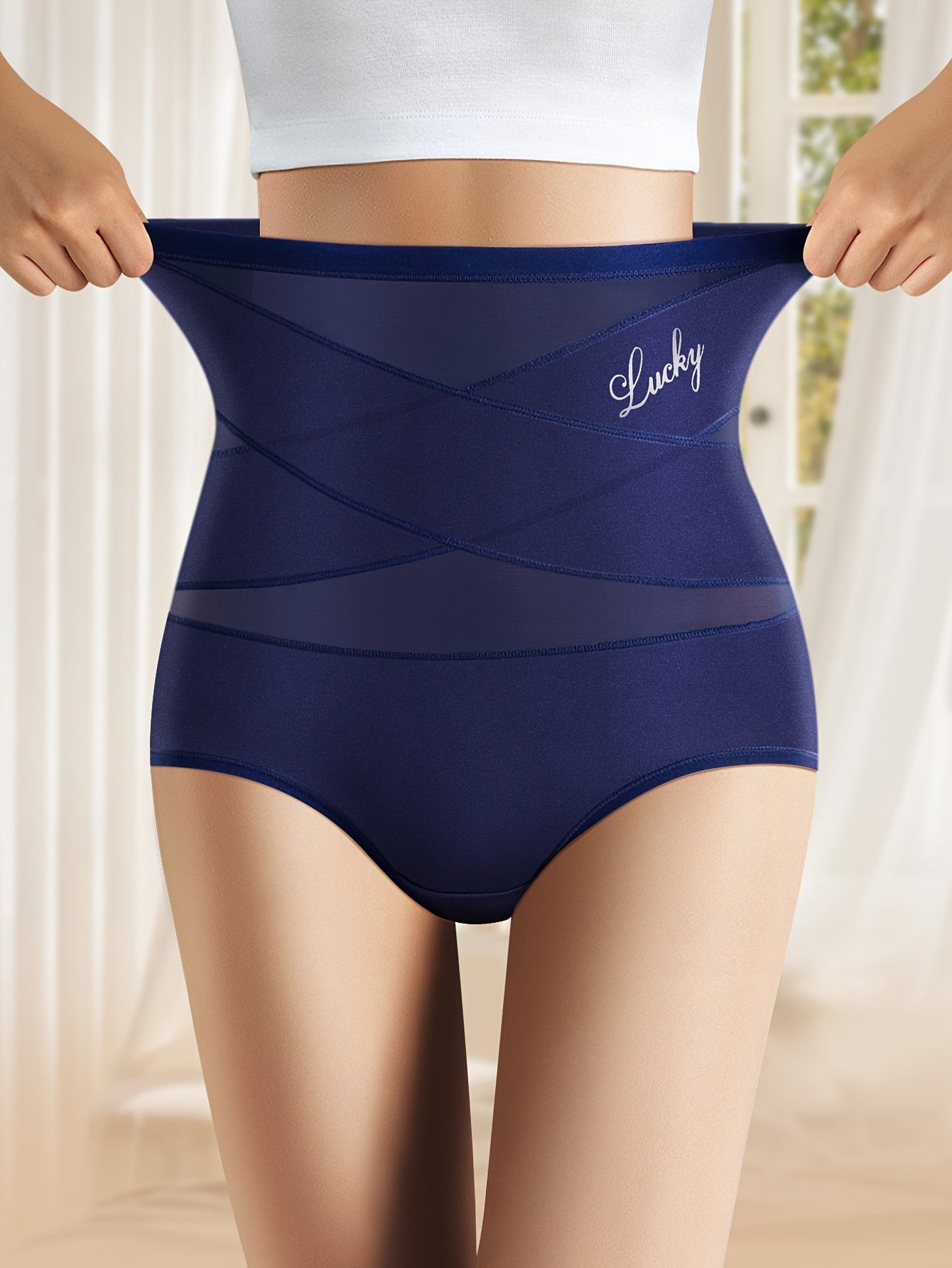 Emma | Seamless high-waisted mesh briefs with tummy control and butt-lifting compression