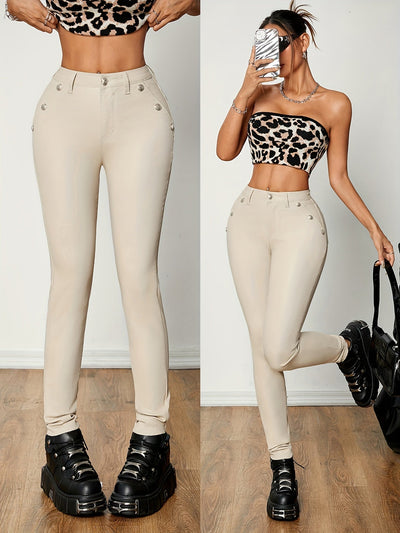 Evelien | Black slim-fit PU leather skinny jeans