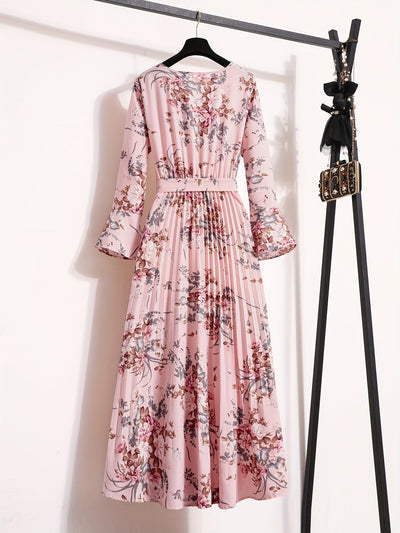 Noor | Maxi-jurk met bloemenprint en lange mouwen
