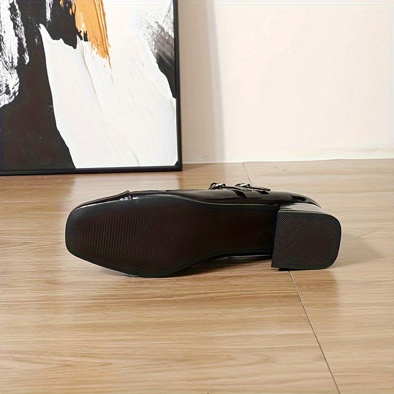 Elena | Elegant women's pumps with a square toe and a thick heel