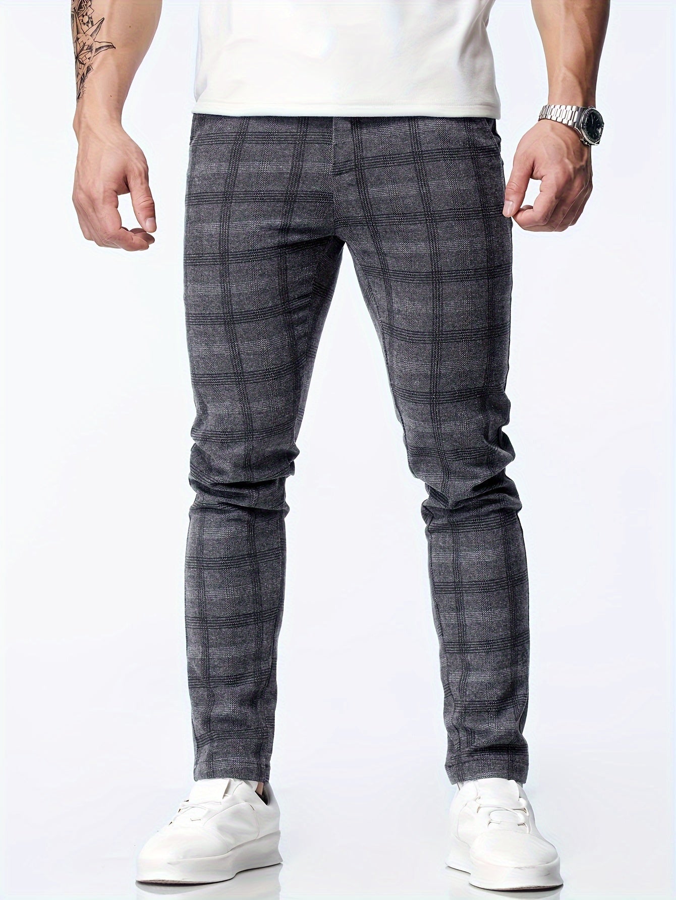 Thijs | Geruite casual slim-fit broek