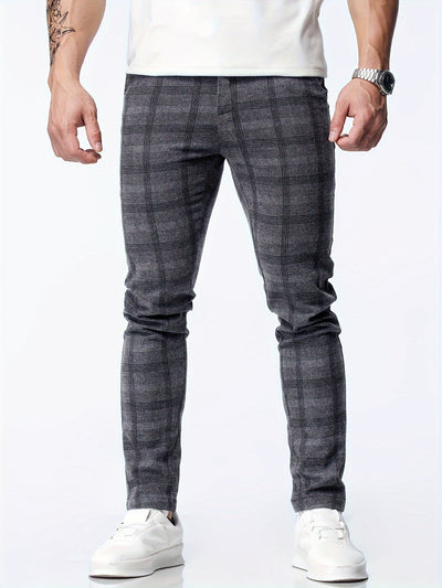 Thijs | Geruite casual slim-fit broek