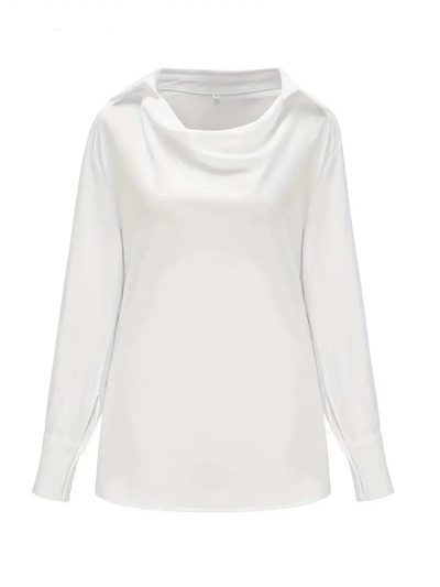 Celeste – Satijnen Blouse met Watervalhals