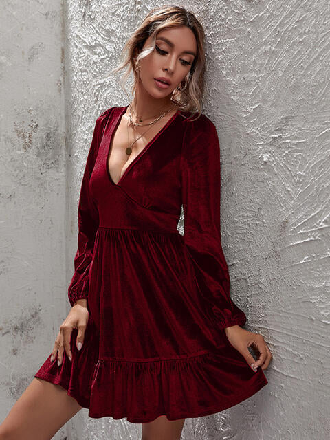 Lara - elegant fluwelen jurk met ruches