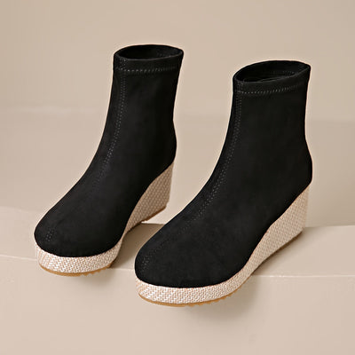 Noa | Comfortabele dames wedge-booties met ronde neus