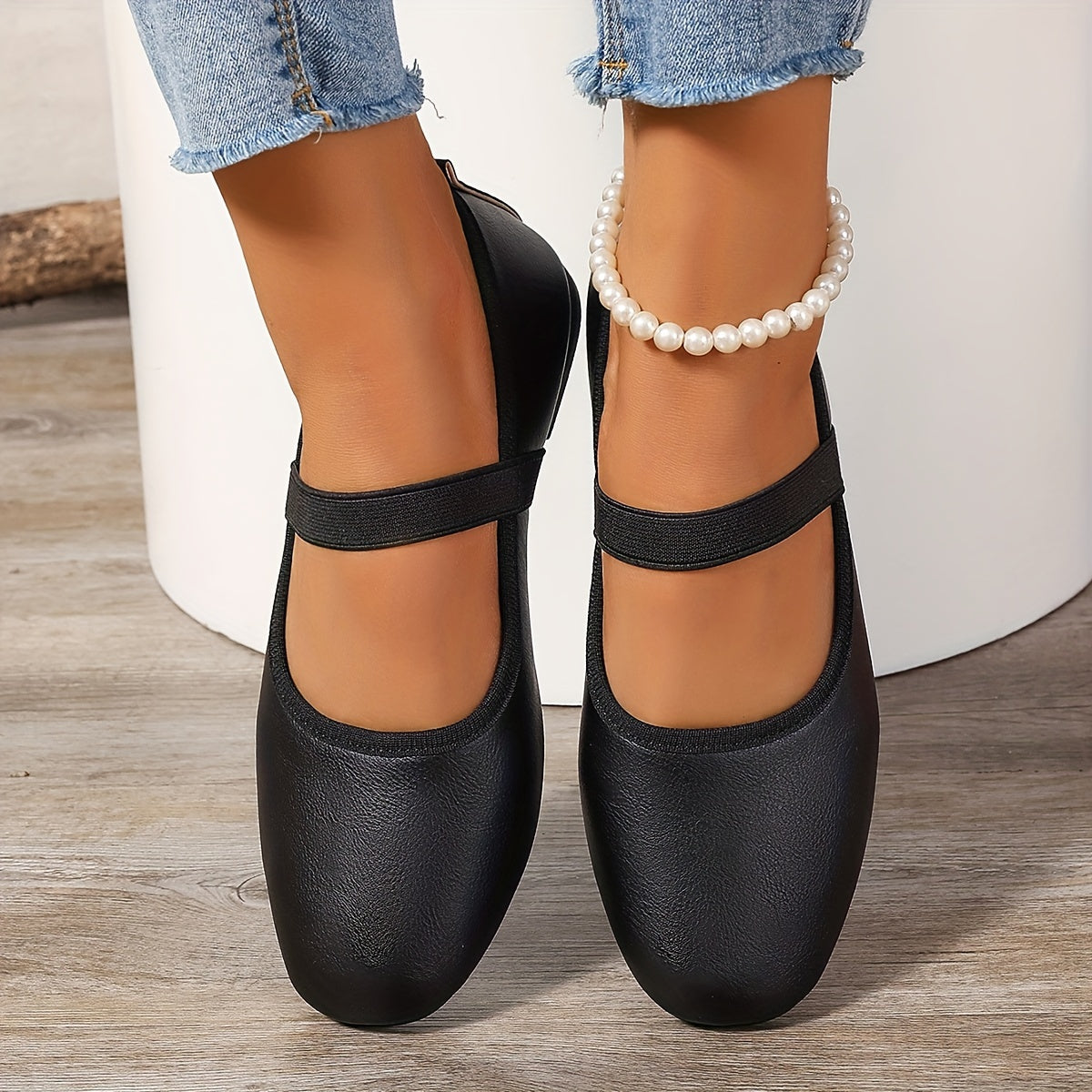 Elena | Elegant white Mary Jane ballerinas