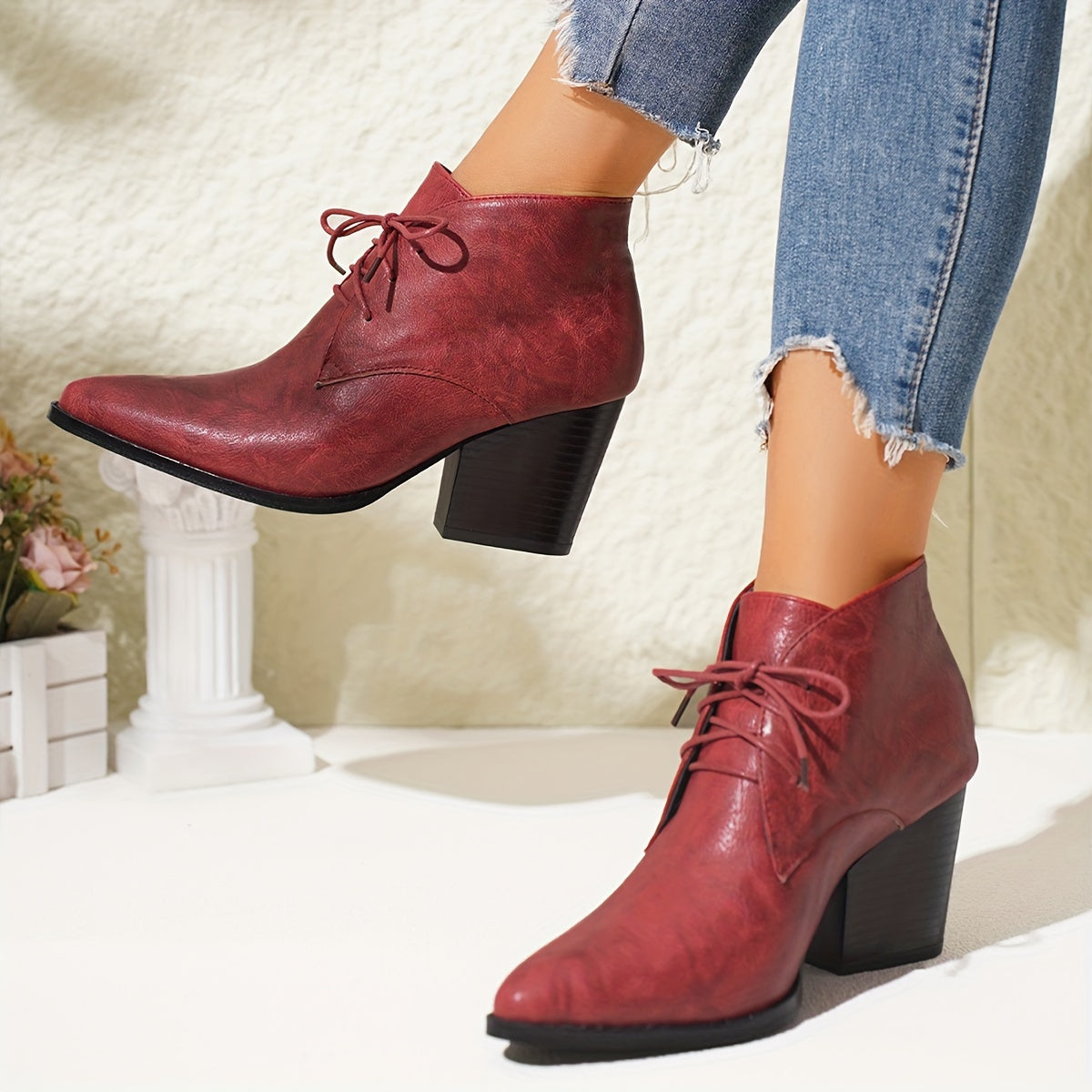 Ella | Elegant women's boots with a platform and a thick heel