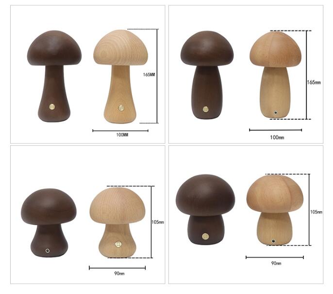 Mykora - Wooden Mushroom Table Lamp Touch Sensitive