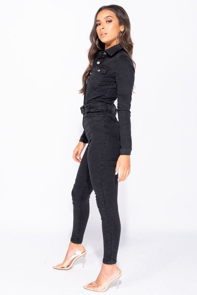 GRACE | Donkergrijs Denim Jumpsuit
