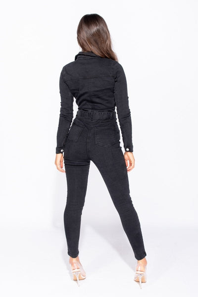 GRACE | Donkergrijs Denim Jumpsuit