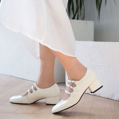 Ava - Klassieke gesp riem lakleer blokhak Mary Jane pumps