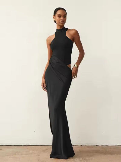 Alina | Elegante Hoge Hals Maxi Jurk Voor Feestjes