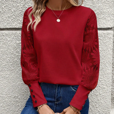 Liv | Floral lace elegant T-shirt with round neck