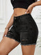 Nina | Donker zwarte versleten denim shorts