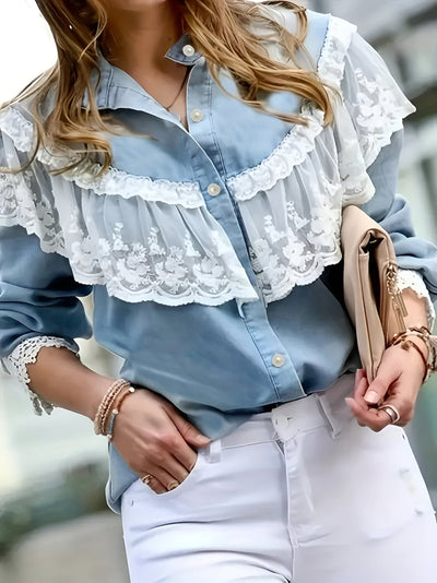 Boé - Denim Overhemd met Ruches