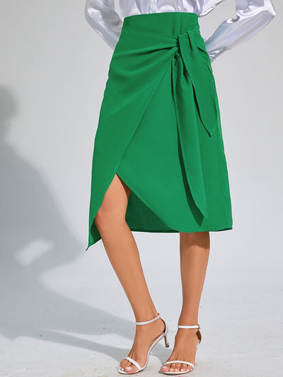 Sara | Effen kleur casual wikkelrok met hoge taille