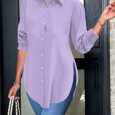 Elise | Elegant blouse with split button closure and long sleeves